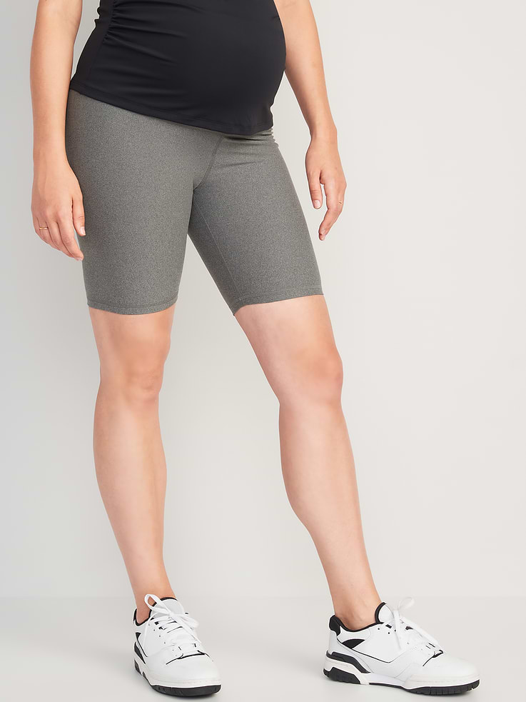 Image number 1 showing, Maternity Full-Panel PowerSoft Biker Shorts -- 8-inch inseam