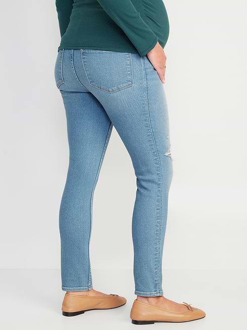 Old Navy Maternity Rollover-Panel Skinny 360° Stretch Jeans - Multi