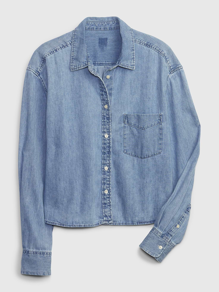 Image number 6 showing, Denim Crop Shirt