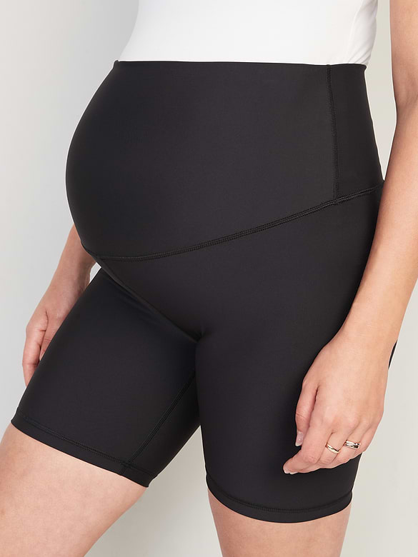Maternity Full-Panel PowerSoft Biker Shorts -- 8-inch inseam