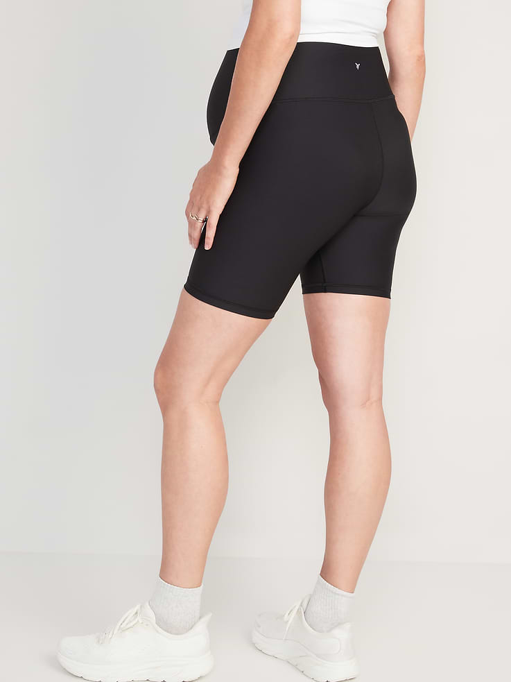 Image number 2 showing, Maternity Full-Panel PowerSoft Biker Shorts -- 8-inch inseam
