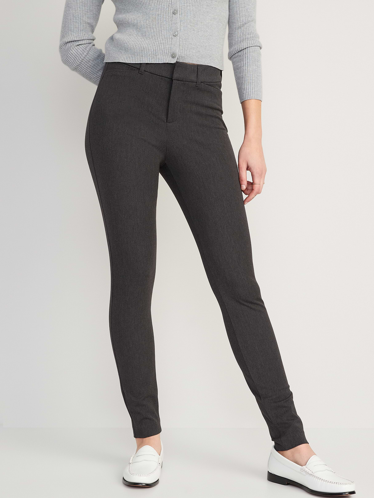 High-Waisted Pixie Skinny Pants - Dark Heathered Gray by Old Navy