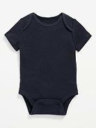Image 1 of 3, Rib-knit crew neck., Short sleeves., Ring-snaps along inseam for easy dressing and diaper changing., Soft-washed rib-knit cotton blend, with comfortable stretch., This bodysuit is totally adorable & unisex, too. Wearable & shareable for him, for her, for them., Product #565024