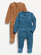 Image number 1 showing, Sleep & Play 2-Way-Zip Footed One-Piece 2-Pack for Baby