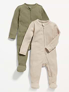Image number 1 showing, Sleep & Play 2-Way-Zip Footed One-Piece 2-Pack for Baby