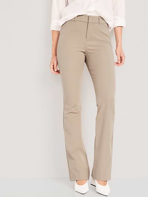 pixie cut dress pants Old Navy Women's High-Waisted Flare - Beige Khaki pants Maheshwari Cotton Runaway The Label IBIZA Size:XS / 2 and a handbag for