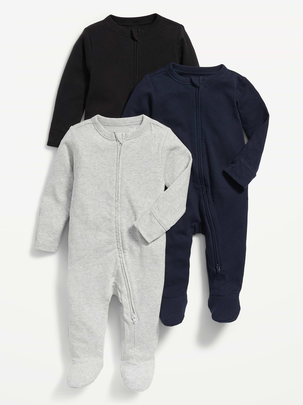 L'image numéro 1 présente Une-pièce à pieds à glissière bidirectionnelle Nuit ou jeu unisexe pour Bébé (paquet de 3)