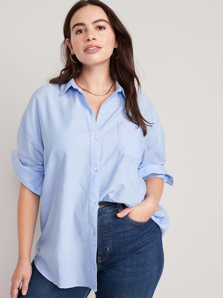 Image number 4 showing, Oversized Button-Down Boyfriend Shirt