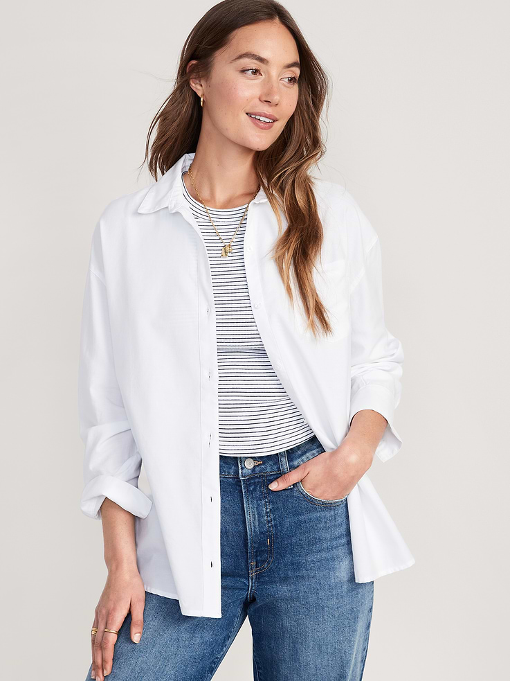 Image number 1 showing, Oversized Button-Down Boyfriend Shirt
