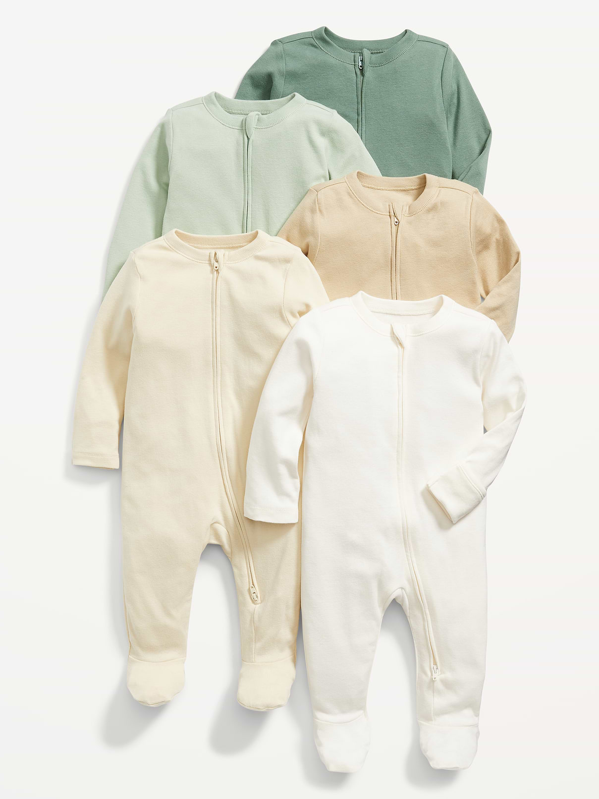 Image number 1 showing, Unisex 2-Way-Zip Footie Sleep & Play One-Piece 5-Pack for Baby