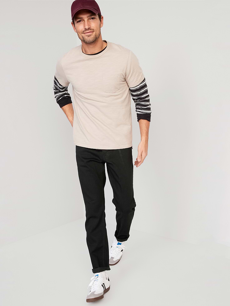 Image number 3 showing, Athletic Taper Built-In Flex Black Jeans