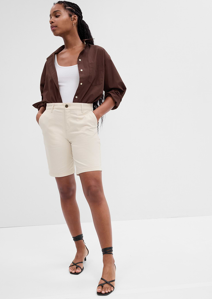 Image number 1 showing, 9" Mid Rise Twill Bermuda Shorts