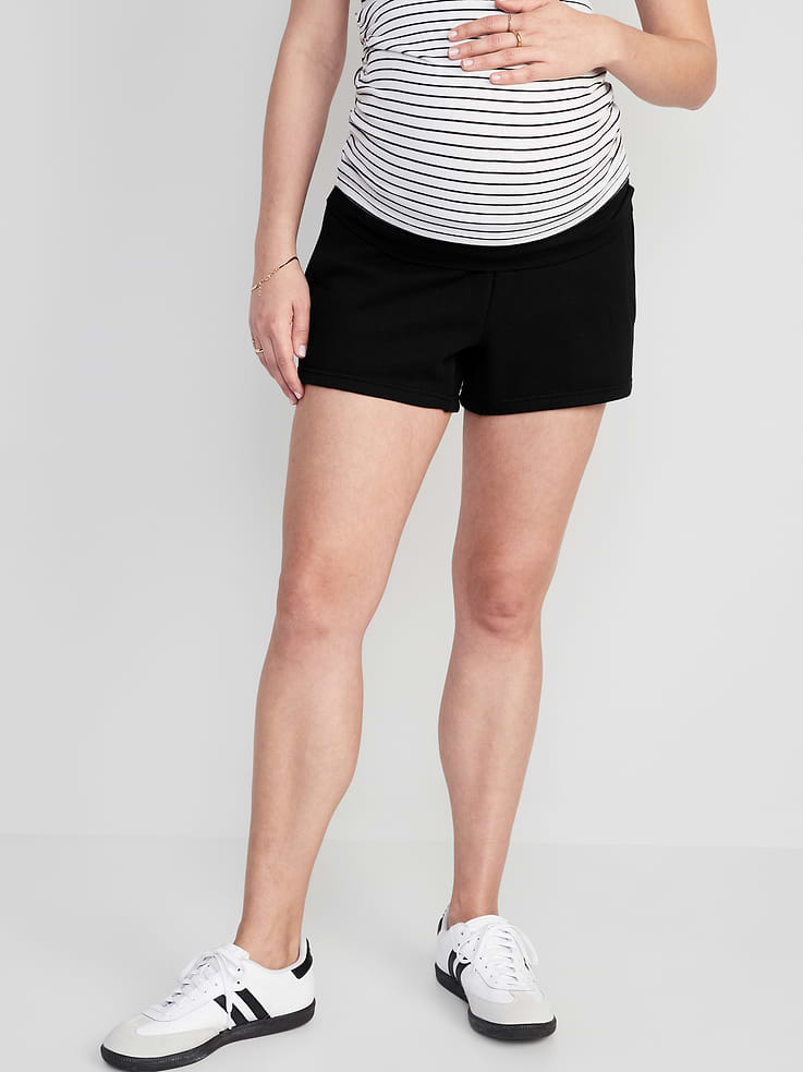 Image number 1 showing, Maternity Foldover-Waist Shorts -- 3-inch inseam