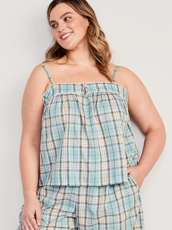 Striped Smocked Pajama Cami Swing Top