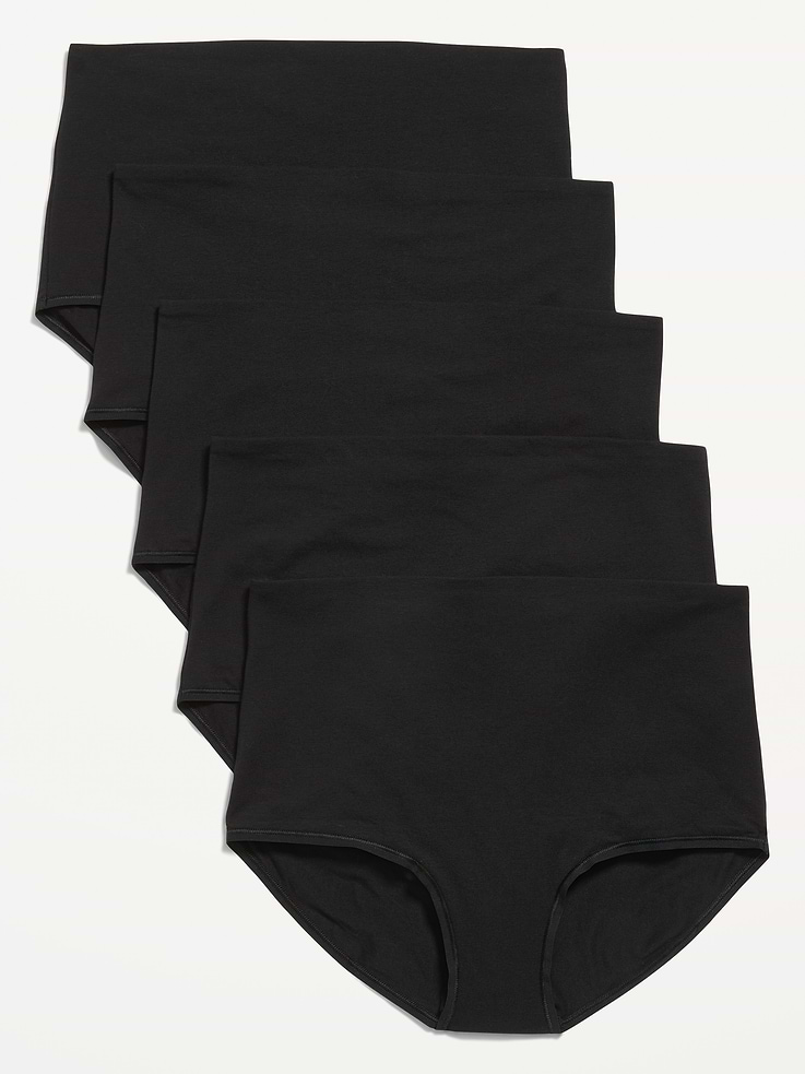 Image 1 of 1, Pack includes 5 pairs of solid maternity underwear., Full panel comfort waistband., Super-soft cotton jersey, with comfortable stretch., Product #578935
