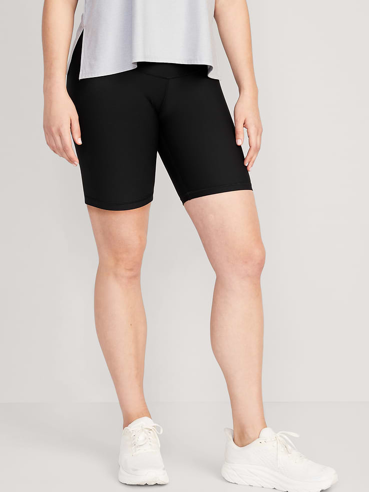 Image number 1 showing, Maternity Full-Panel PowerSoft Postpartum Support Biker Shorts -- 8-inch inseam