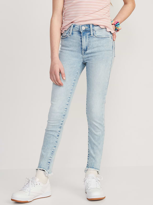 Jegging Rockstar super ajusté à extensibilité 360° à ourlet effiloché et à taille haute pour Fille