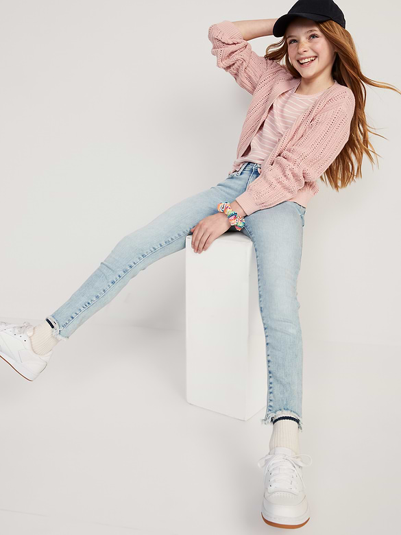 Jegging Rockstar super ajusté à extensibilité 360° à ourlet effiloché et à taille haute pour Fille