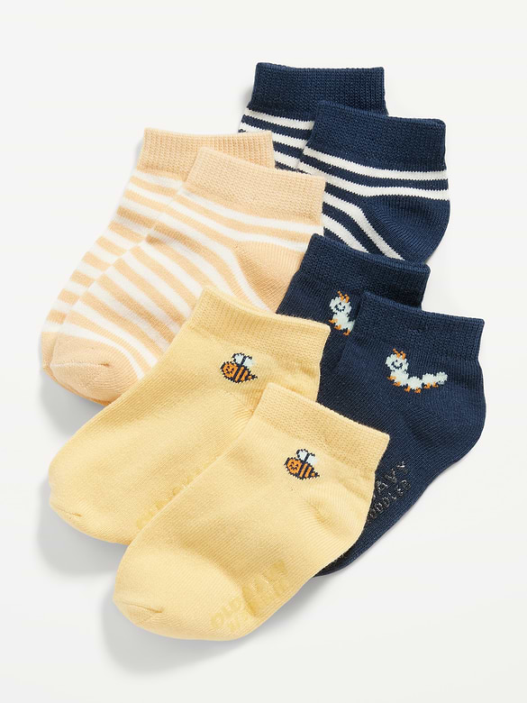 Unisex 4-Pack Ankle Socks for Toddler & Baby