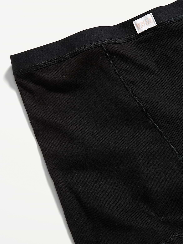 High-Waisted Ribbed Boyshort Briefs -- 3-inch inseam