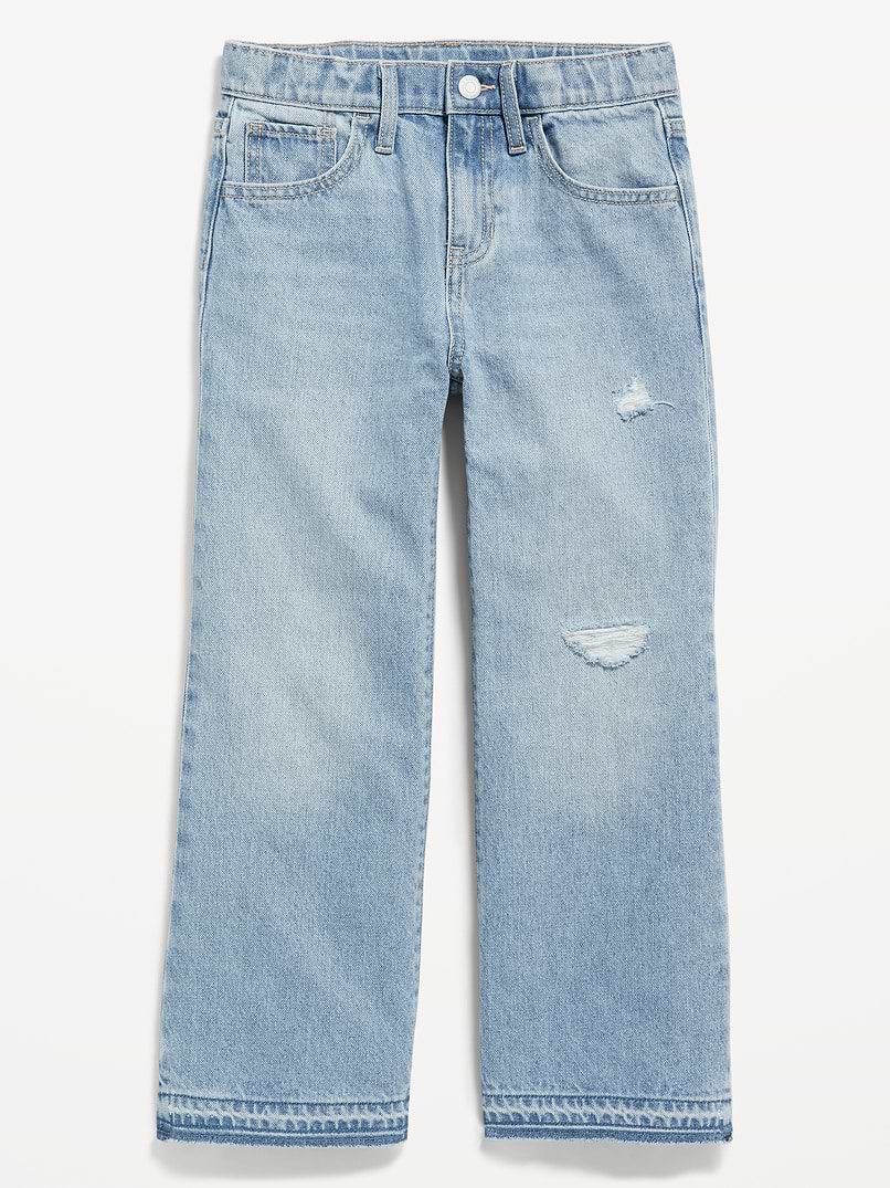 High-Waisted Baggy Ripped Wide-Leg Jeans for Girls | Old Navy