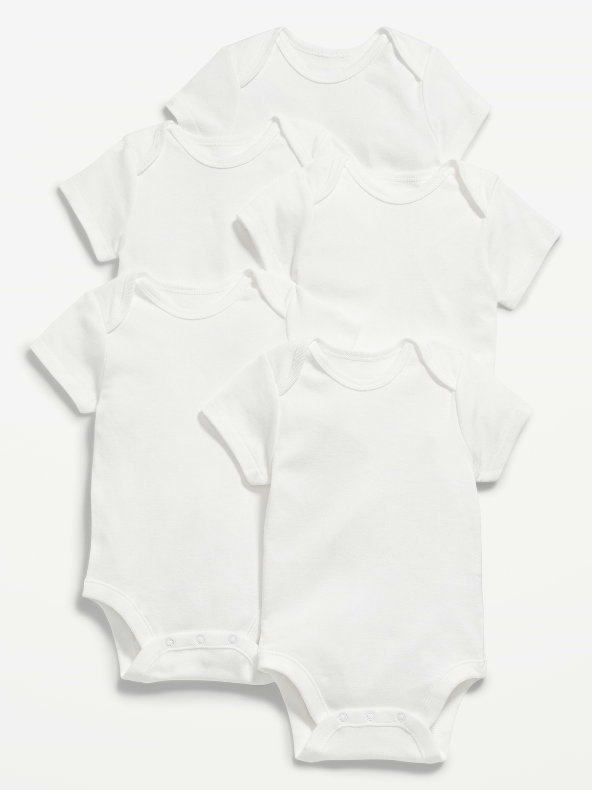 Image 1 of 2, Rib-knit envelope neckline; short sleeves., Ring-snaps at inseam for easy diaper changing., Soft-washed fine-gauge knit., These bodysuits are totally adorable & unisex, too. Wearable & shareable for him, for her, for them., Product #564482