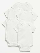 Image 1 of 2, Rib-knit envelope neckline; short sleeves., Ring-snaps at inseam for easy diaper changing., Soft-washed fine-gauge knit., These bodysuits are totally adorable & unisex, too. Wearable & shareable for him, for her, for them., Product #564482