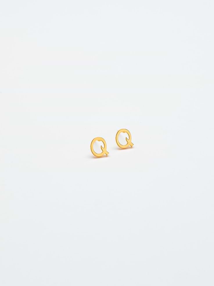 Image number 1 showing, Admiral Row Gold Initial Earrings