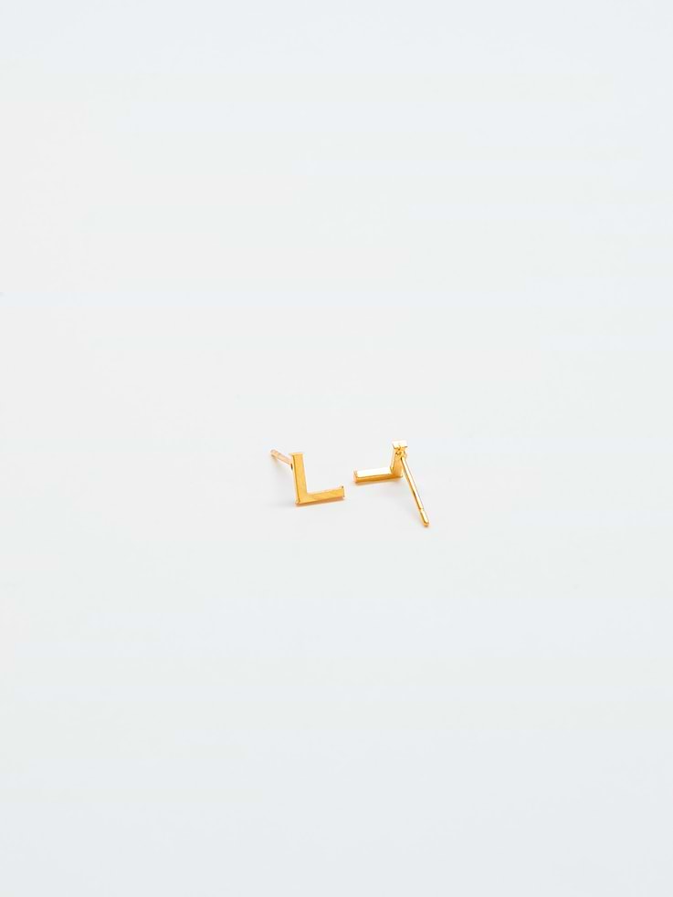Image 2 of 2, Admiral Row Gold Initial Earrings