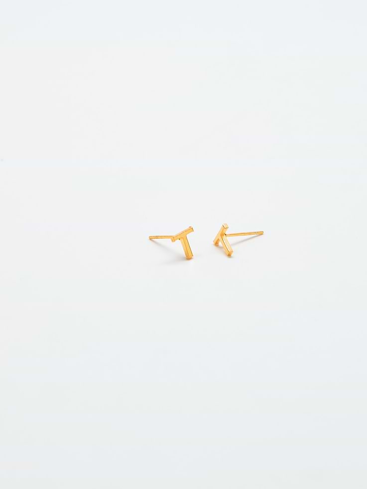 Image number 1 showing, Admiral Row Gold Initial Earrings