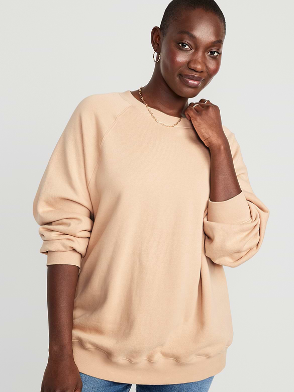 Chandail tunique surdimensionné en coton ouaté rétro pour Femme