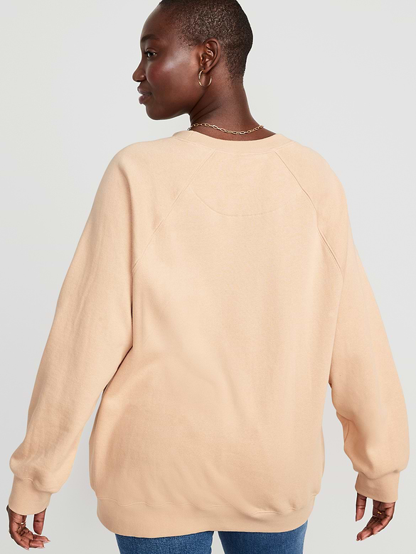 Chandail tunique surdimensionné en coton ouaté rétro pour Femme