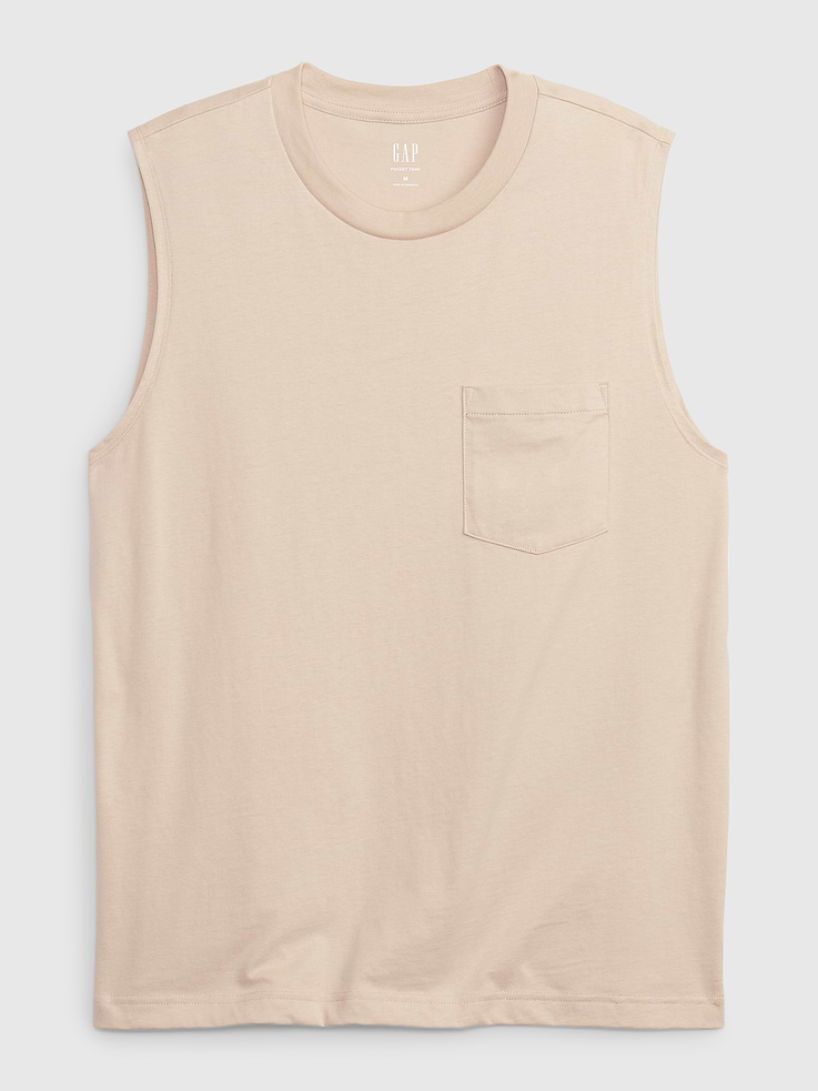 L'image numéro 4 présente T-shirt sport sans manches à poche 100 % coton biologique