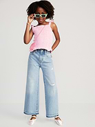 Image number 3 showing, High-Waisted Baggy Ripped Wide-Leg Jeans for Girls