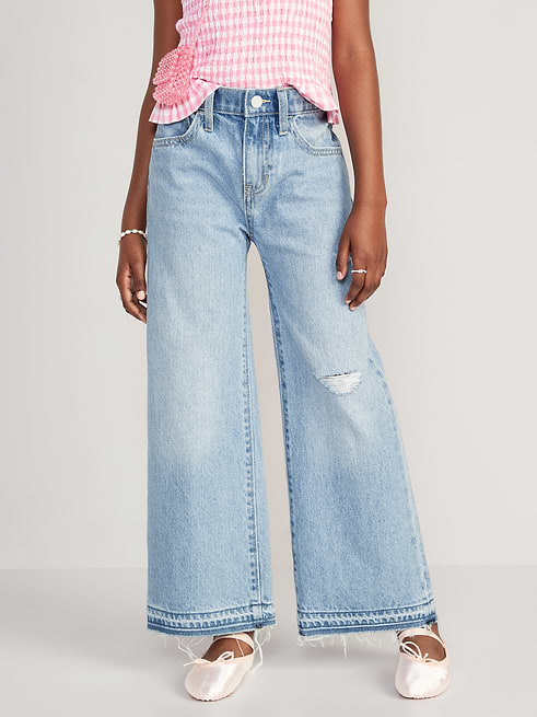 High High-Waisted Baggy Ripped Wide-Leg Jeans for Girls on clearance at Old Navy — 30% off