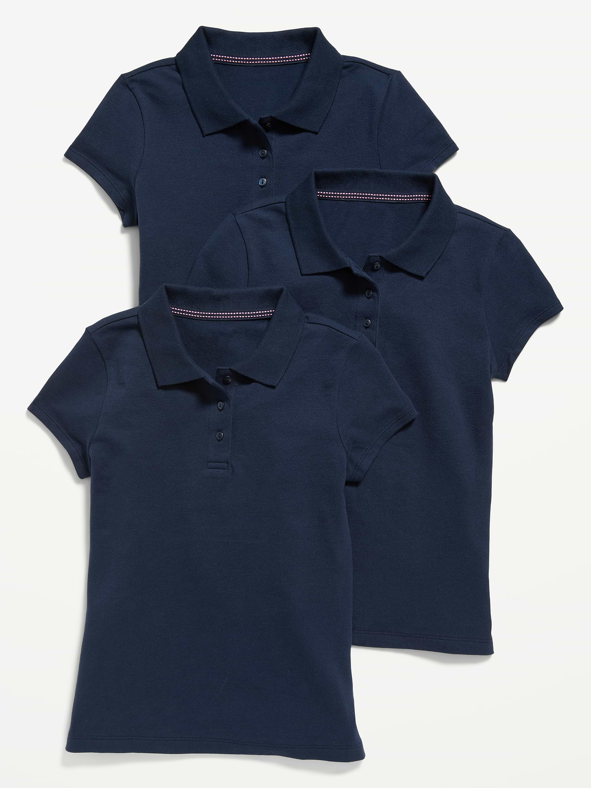 Image number 1 showing, Uniform Pique Polo Shirt 3-Pack for Girls