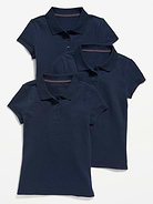 Image number 1 showing, Uniform Pique Polo Shirt 3-Pack for Girls
