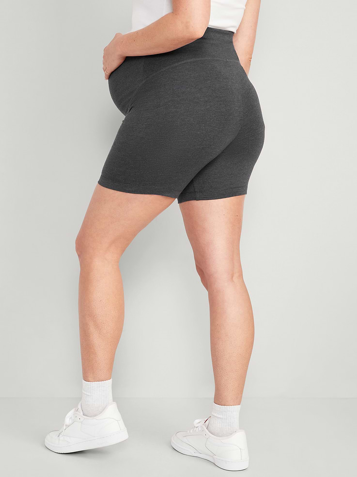 Image number 2 showing, Maternity Full-Panel Biker Shorts -- 6-inch inseam