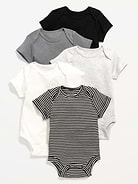Image number 1 showing, Unisex Short-Sleeve Bodysuit 5-Pack for Baby