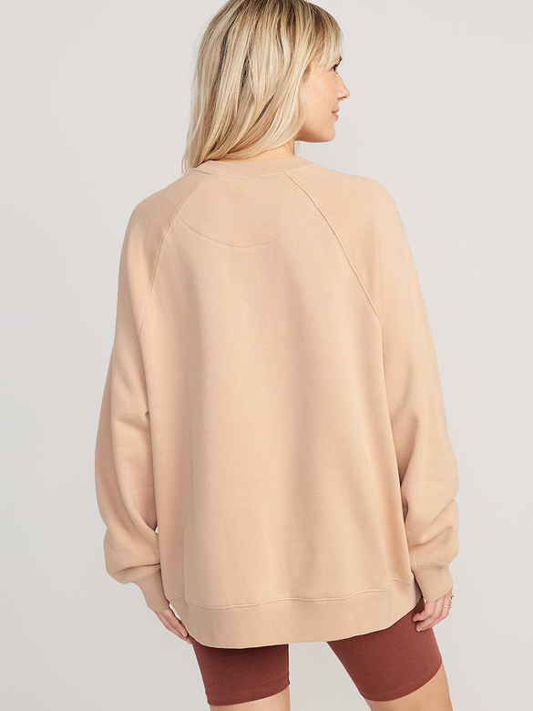 Chandail tunique surdimensionné en coton ouaté rétro pour Femme