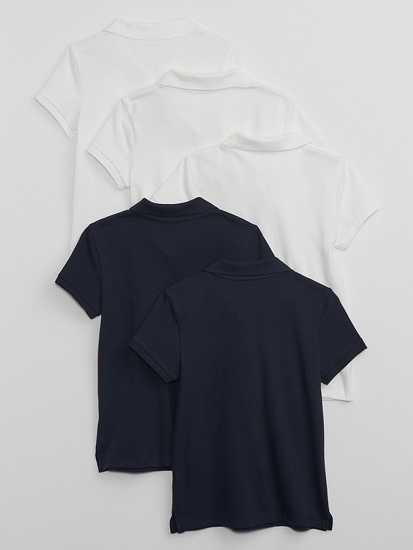 Kids Uniform Stretch Pique Polo Shirt (5-Pack)