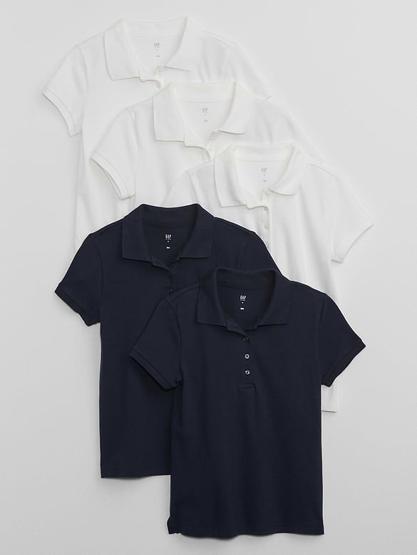 Kids Uniform Stretch Pique Polo Shirt (5-Pack)