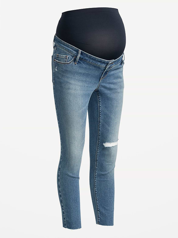 Maternity Premium Full-Panel Rockstar Super Skinny Ripped Jeans