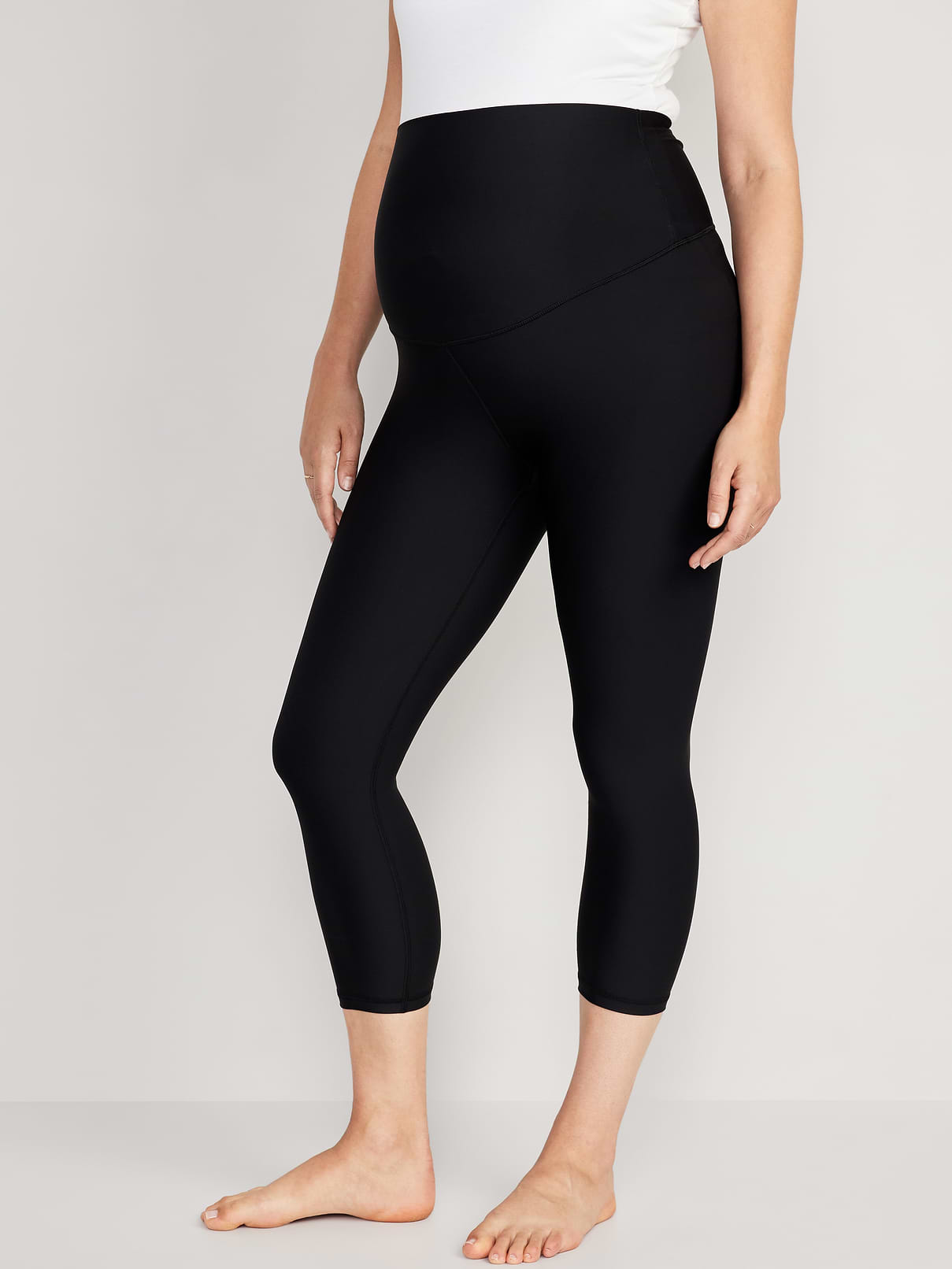 Image number 1 showing, Maternity Full-Panel PowerSoft Crop Leggings