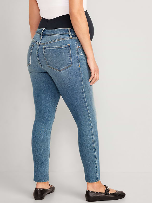 Maternity Premium Full-Panel Rockstar Super Skinny Ripped Jeans