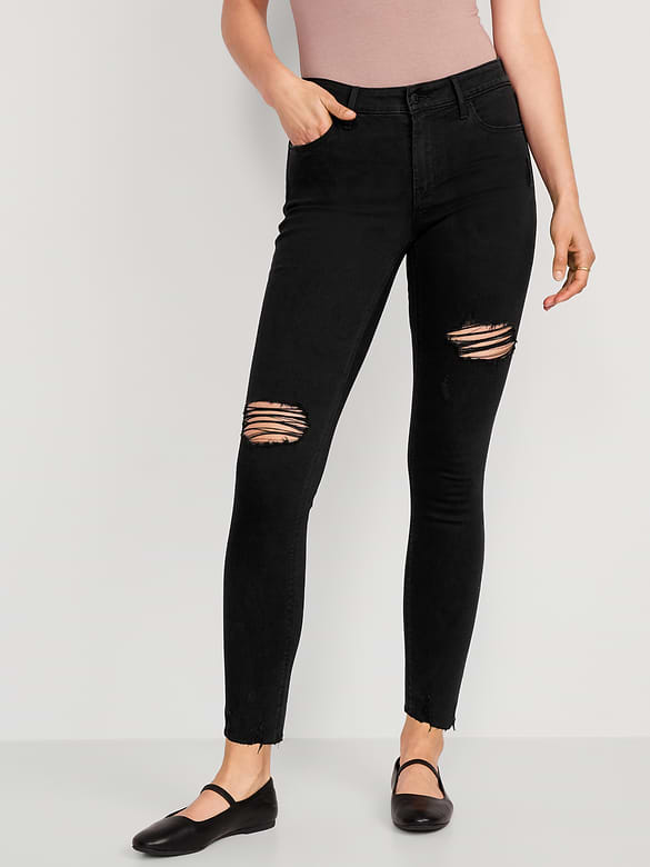 Jean Rockstar super ajusté à taille mi-basse longueur cheville
