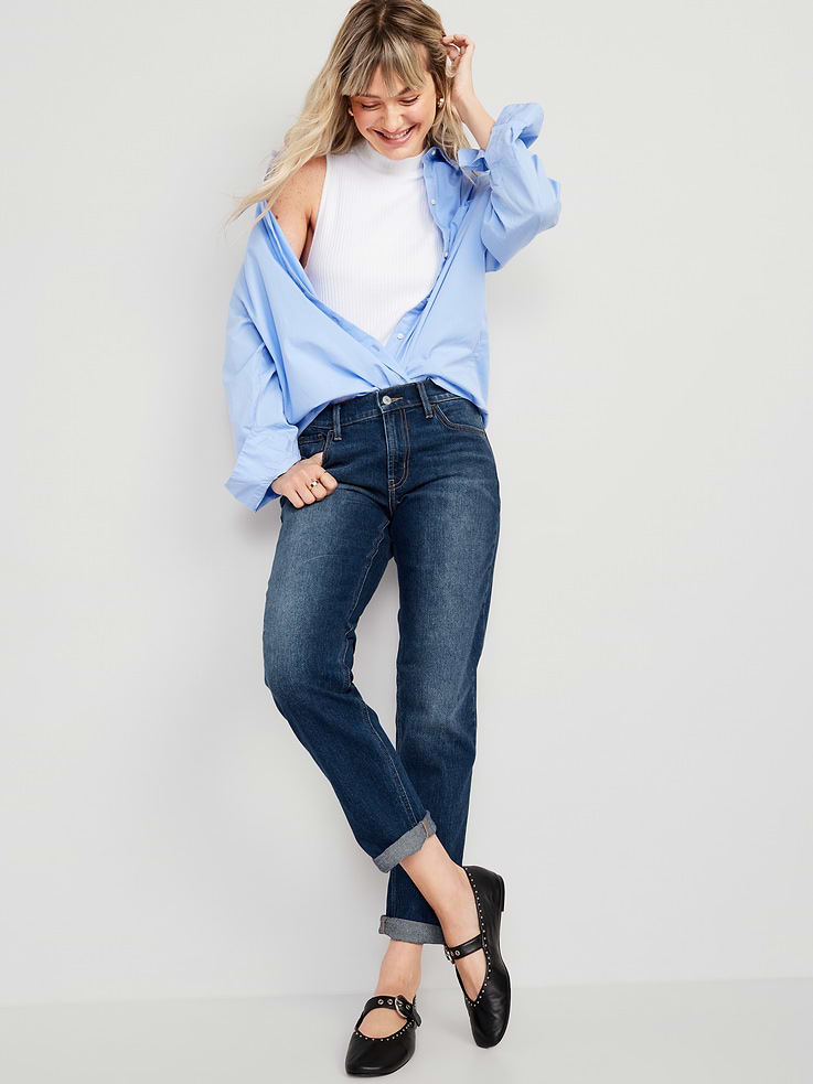 L'image numéro 3 présente Jean Wow Boyfriend droit à taille mi-basse