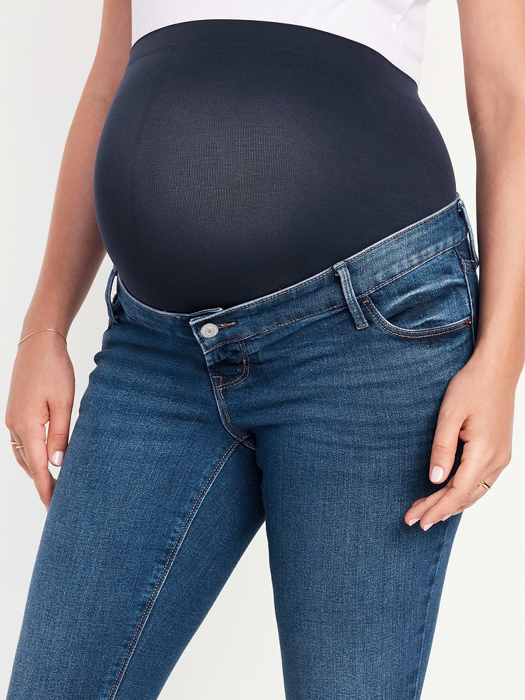 Image number 5 showing, Maternity Premium Full-Panel Rockstar Super Skinny Jeans