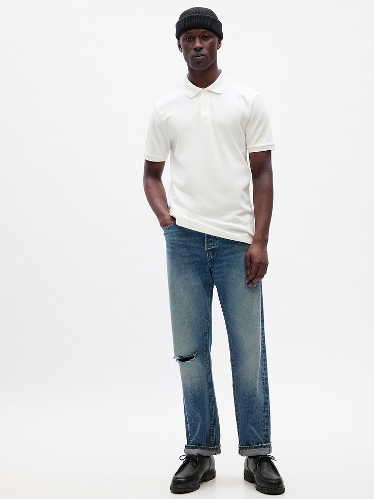 Gap Factory Men's Stretch Pique Polo Shirt (White Global)