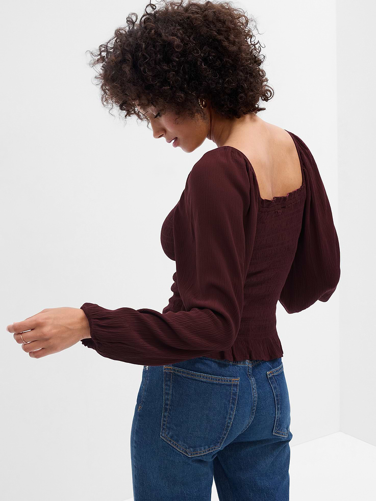 Image 2 of 6, Crepe Smocked Top